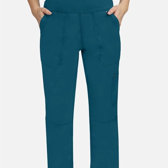 Healing Hands Carribean Blue Yoga Knit Scrub Pants - Picture 1 of 4